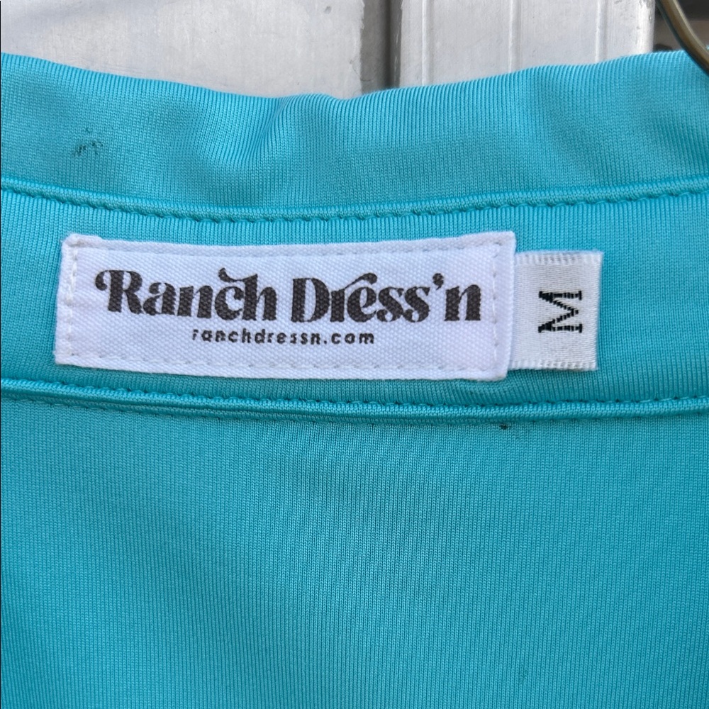 Ranch Dress’n Turquoise Pearl Snap Western Rodeo Shirt - Picture 3 of 9